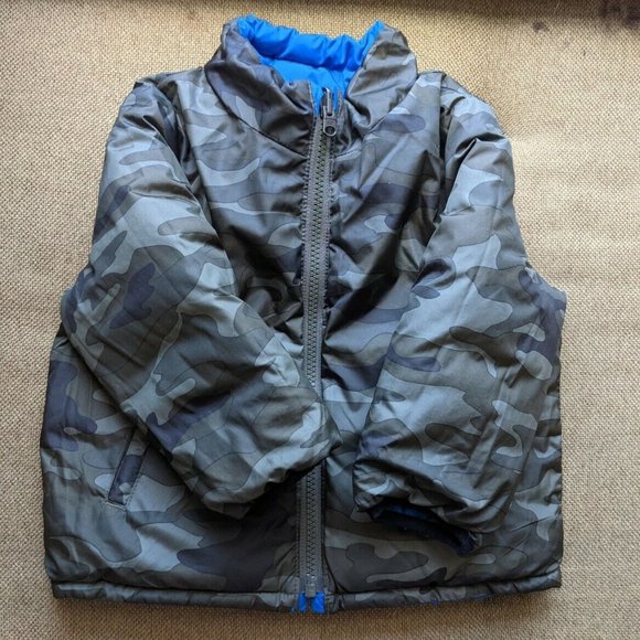 Baby Gap Reversible Puffer Jacket / Coat 18 - 24 months * Blue / Camo (Green) - Picture 4 of 6